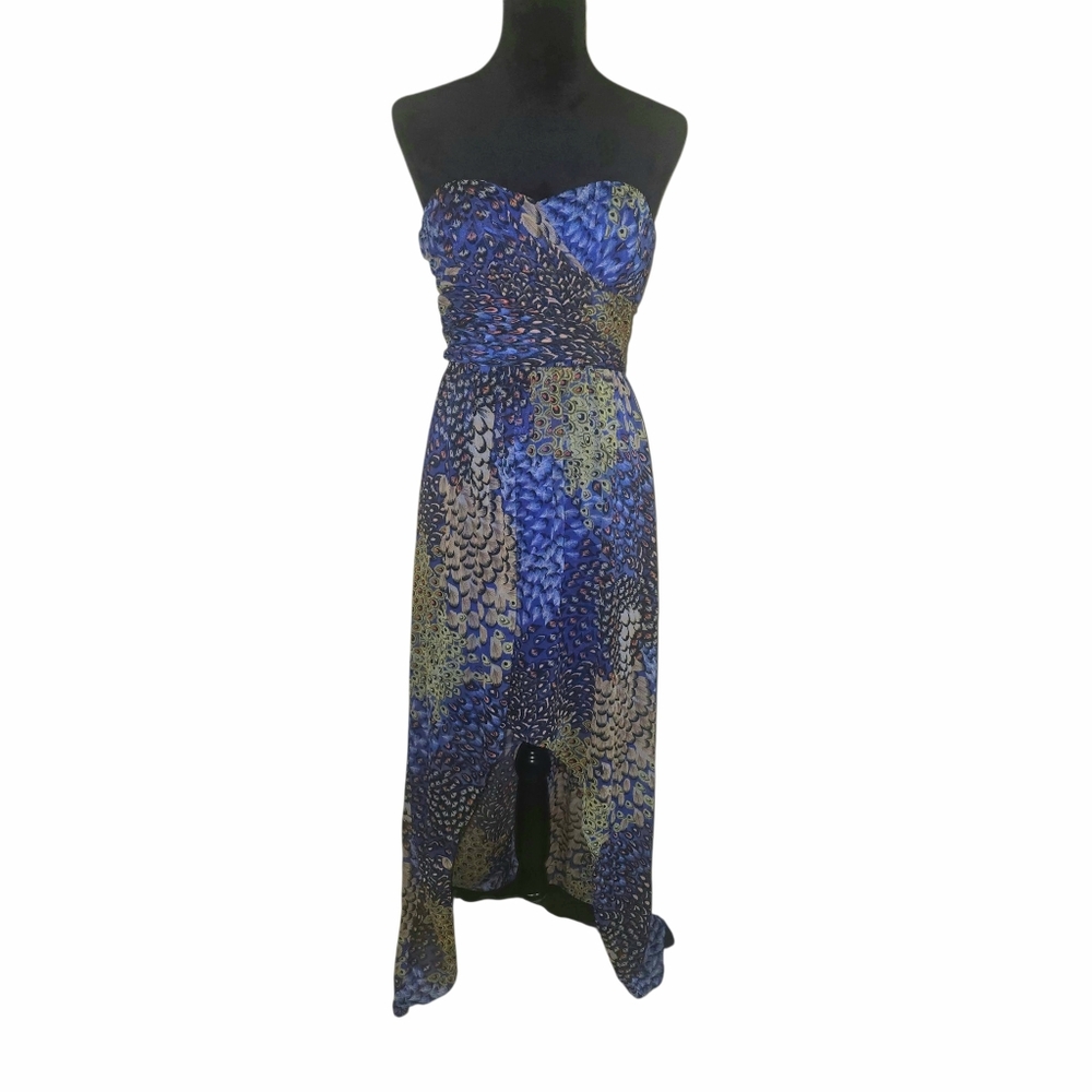 Strapless Peacock Blue and Yellow Women's Dress